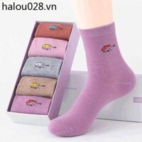 10 Đôi Nữ Thu Đông Giữa Ống Tất Nữ Dày Ấm Cotton Phù Hợp Với Người Lớn Học Sinh Midd