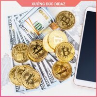 10 Đồng Xu Bitcoin mạ vàng, bạc 24k 1,5mm bền màu, chất mạ sáng, khó xước, kèm hộp đựng BC03