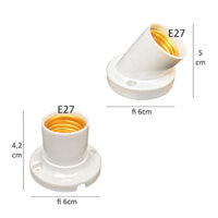 10 Đui chuôi đèn gắn ốp tường trần E27 chếch 45 độ hoặc vuông thẳng 90 đ đuôi xoáy fi27mm LH-Ax - Đui thẳng 90