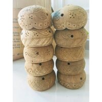 10 gáo dừa dk 13-15cm nhiều mẫu trồng lan, cây cảnh... hoa văn sắc nét, gáo tròn đều