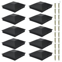 10 Gói 102 * 102mm (4 * 4 inch) Hàng rào gỗ Mũ bài sàn nhựa Mũ bài Chống nước Chống tia cực tím Giữ bài từ nứt nẻ và Retting Mũ bài ngoài trời Bao hàng rào Bài gỗ
