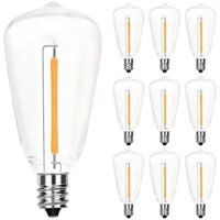 10 gói Bóng đèn LED Edison, Bóng đèn thay thế trong suốt ST38 1W phù hợp với Đế vít E12 C7, Bóng đèn chống vỡ cổ điển AC 220V / DC 3V cho đèn dây năng lượng mặt trời sân hiên ngoài trời trong nhà