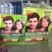 10 gói dầu gội tóc đen phủ bạc s04 SUPER NOVA màu nâu đồng