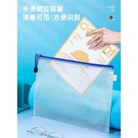 [10 Gói] Túi hồ sơ có khóa kéo Deli A5/A4, túi lưới có khóa kéo, túi học tập, túi tài liệu, túi dữ liệu trong suốt, túi lưu trữ giấy kiểm tra, túi thi, bìa hồ sơ đặc biệt