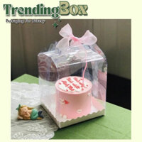 10 Hộp Bánh Kem Mica Trong Suốt Quai Gập 16*16*18