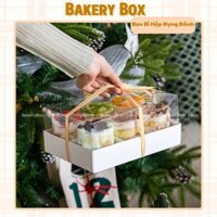10 Hộp Giấy 6 Ngăn Nắp Nhựa Trong Đựng Bánh Ngọt Mix, Bánh Kem, Bánh Cupcake - BAKERY BOX