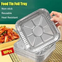 10 hộp giấy bạc Nikun, dụng cụ nướng BBQ tái sử dụng, chảo nướng bằng giấy bạc thực phẩm, chảo không dính cho nồi chiên không dầu 6 / 7 / 8 inch không dính chống dầu