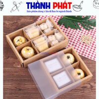 10 Hộp giấy đựng 4 bánh trung thu 75g - Hộp 4 bánh lava trứng chảy - Hộp 4 bánh trung thu màu nâu kraft