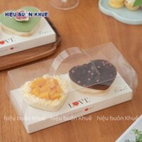 10 Hộp Mica Hình Trái Tim 2 Ngăn Đựng Bánh Lạnh, Mousse, Bông Lan Trứng Muối Làm Quà Tặng 250ml