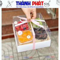 10 Hộp quà 4 ngăn đựng 4 hộp mica đựng bánh quy - Hộp 4 ngăn nắp mica -Hộp 4 ngăn đựng 4 ly mousse - set tiramisu mix vị