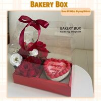 10 Hộp Quà Tặng Mica Đế Đỏ Thấp Đựng Bánh Kem, Hoa, Sinh Nhật