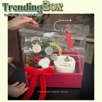 10 Hộp Vali Đỏ Cao Mica 2 Ngăn Đựng Bánh Kem, Hoa, Lễ, Sinh Nhật