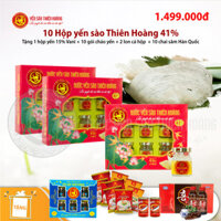 10 Hộp yến sào Thiên Hoàng 41% (6 lọ/hộp) - Tặng 1 hộp yến sào Thiên Hoàng 15% Vani + 10 gói cháo yến + 2 lon cá hộp KTC Food + 10 chai sâm Hàn Quốc