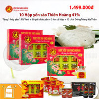 10 Hộp yến sào Thiên Hoàng 41% (6 lọ/hộp) - Tặng 1 hộp yến sào Thiên Hoàng 15% Vani + 10 gói cháo yến + 2 lon cá hộp KTC Food + 10 chai Đông Trùng Hạ Thảo