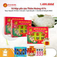 10 Hộp yến sào Thiên Hoàng 41% (6 lọ/hộp) - Tặng 1 hộp yến sào Thiên Hoàng 15% Vani + 6 lon nước yến + 6 gói cháo yến + 1 chai dầu ăn Tường An 400ml