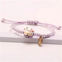 10 màu Bộ sưu tập vòng tay mèo thần tài dễ thương mang lại may mắn - CD68 Tím
