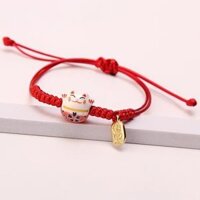 10 màu Bộ sưu tập vòng tay mèo thần tài dễ thương mang lại may mắn - CD68 Đỏ