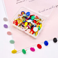 10 màu ghim đẩy màu sắc, ghim đầu phẳng bọc nhựa, ghim đầu tròn, ghim bấm sáng tạo, trang trí tường ảnh bảng cork, ghim đầu lớn