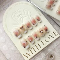 10 Máy Tính Bấm Trên Vuông Handmade Móng Tay Giả Màu Xanh Hàn Quốc Full Cover Với Thiết Kế Móng Tay Chuyên Nghiệp Với Bộ Acrylic Cho Bé Gái