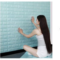 10 Miếng xốp đẹp dán tường cách âm, cách nhiệt 3D phong cách Hàn Quốc - khổ 70x77cm - Xanh dương nhạt