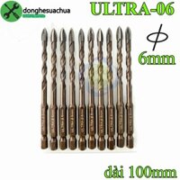 10 mũi khoan gạch men 6mm đuôi lục giác ULTRA-06 có 4 cạnh gạch-kính-thép