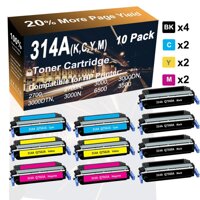 10-Pack (4BK+2C+2Y+2M) Compatible Printer Toner (High Yield) Replacement for HP 314A (Q7560A Q7561A Q7562A Q7563A) Laser Toner Cartridge use for HP...