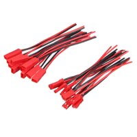 10 Pairs 2 Pin JST Plug Socket Connector M to F 110mm Cable Wire Red Black