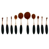 10 Pcs Toothbrush Shape Oval Makeup Brush Set (Rose Gold) - intl