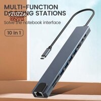 10 trong 1 USB C Docking Station USB Expansion Dock USB C Hub Type C Splitter USB C sang -Bộ chuyển đổi tương thích PD100W