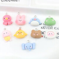 10 Tự Làm Phụ Kiện Trang Sức Nhựa Hoạt Hình Động Vật Bạch Tuộc Ếch Cá Heo Nhỏ Gà Vàng Thỏ Nhỏ Rùa Mặt Dây Chuyền
