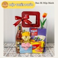 10 Túi PVC Trong suốt - Túi đựng quà Tết - Túi Quà Tết Quai Vuông - Túi Xách đựng Hộp Bánh Quà tết