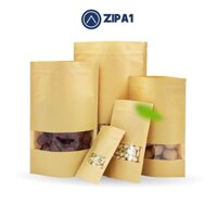 10 Túi zip giấy Kraft đáy đứng - Có cửa sổ bền, chắc - Túi zip Kraft - Zip A1 - A1011 - 14204cm,10 túi