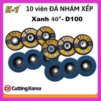 10 viên Đá nhám xếp xanh INOX 40# D100 | Đĩa ráp xếp xanh inox 100mm