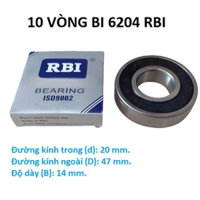 10 vòng bi 6204 RBI chất lượng cao