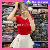 100% Ảnh Thật Shop Tự Chụp ✅ Áo thun trơn cổ tim, dễ phối đồ