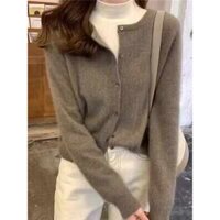 100% Áo Len Cardigan Nữ Cổ Tròn Dệt Kim Áo Len Áo Khoác Xuân Thu Đông Phiên Bản Hàn Quốc Phù Hợp Với Đáy Ngắn Tiền Mặt