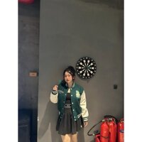 [100% AUTHENTIC - KÈM ẢNH THẬT] Áo Khoác Bomber MLB Wool Wappen Sleeve Color Varsity Jacket LOS ANGELES DODGERS