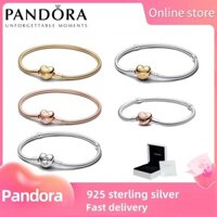 100% authentic S925 sterling silver PANDORA A always love heart -shaped buckle snake chain bracelet