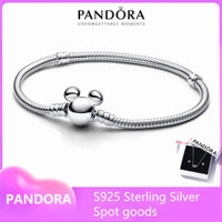 100% Bạc Sterling Pandora S925 Chính Hãng [ 593061       c00] Vòng cổ và vòng tay hình rắn Mickey Mouse của Disney