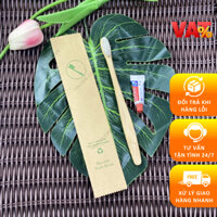 100 Bàn chải đánh răng tre gỗ có kem dùng 1 lần đóng túi giấy kraft nâu thân thiện môi trường cho khách sạn 3 đến 5 sao