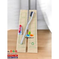 100 Bàn chải lúa mạch mẫu BC004 kèm kem đánh răng bao bì túi Karaft cho khách sạn