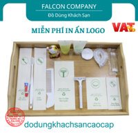 100 Bộ combo amenities khách sạn dùng 1 lần, Combo trắng sứ đóng bao bì túi kraft trắng cho nhà nghỉ,khách sạn,..