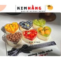 100 bộ ly tim đựng bánh lạnh, ly tim  7745 đựng bánh tiramisu kèm nắp, ly tim đựng bánh 150ml,...