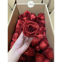 100 bông Hoa sáp nhũ hoa hồng kim tuyến Loại 1 bông to nhiều cánh cắm hoa bó hoa trang trí nhà cửa decor