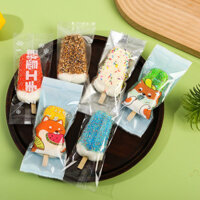 100 cái túi đóng gói thực phẩm tự làm, túi kem, que kem tự làm dùng một lần, que phô mai dễ thương, túi niêm phong trong suốt