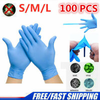 100 Cái/Gói Găng Tay Kiểm Tra Nitrile Dùng Một Lần Bột Màu Xanh Miễn Phí S/M/L