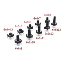 100 Cái/lốc 6X6X5/4.3/6/7/8/9/10/ 13 Mm Lược Công Tắc Nút Ấn Công Tắc 12V Đồng 4PIN Nhúng Micro Switch Cho TV/Đồ Chơi/Nhà sử Dụng Nút