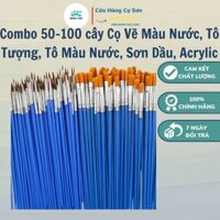 100 Cây Cọ Tô Tượng, Cọ Tô Màu Nước, Cọ Vẽ Màu Nước, Sơn Dầu, Acrylic Loại I Dày Chắc chắn