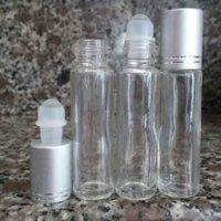 100 CHAI bi lăn thủy tinh trong+nắp bạc