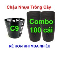 100 Chậu nhựa trồng Hoa, Cây cảnh C9 (20x16cm)